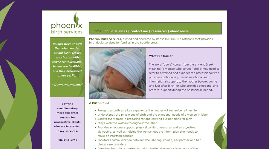 Phoenix Birth Services Website